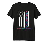 Thyroid Cancer Awareness Warrior American Flag Butterflies Premium T-Shirt
