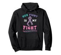 Thyroid Cancer Her Fight My Fight Pink Teal Ribbon Awareness Pullover Hoodie