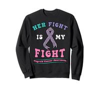 Thyroid Cancer Her Fight My Fight Pink Teal Ribbon Awareness Sweatshirt
