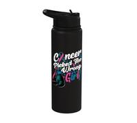 Thyroid Cancer Picked the Wrong Girl Awareness Support Squad Stainless Steel Insulated Water Bottle