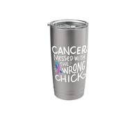 Thyroid Cancer Survivor Chemo Gift Blue Teal Ribbon Stainless Steel Insulated Tumbler