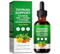 Thyroid Support Drops-Selenium, Zinc, Iodine, L-Tyrosine & Ashwagandha for Hormonal Balance