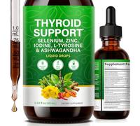 Thyroid Support Liquid Drops 60ml, Lodine, Selenium, Zinc, L-Tyrosine, Ashwagandha, Vegan Drops for Energy, Metabolism & Hormonal Balance, Energy & Focus, Men & Women, Fast Absorption, Non-GMO