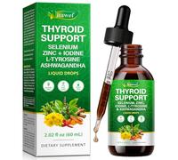 Thyroid Support Liquid Drops 60ml - Selenium, Zinc, Iodine, L-Tyrosine & Ashwagandha for Hormonal Balance, Metabolism & Thyroid Health Support