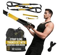 THYSOL® Suspension Trainer Yellow - Sling Trainer Set with Door Anchor - Portable Suspension Training Straps for Home Gym Equipment & Workout Set - Gym Straps for Indoor & Outdoor Training