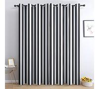 THYUNQ Black and White Striped Curtains for Bedroom Living Room, Blackout Curtains 90 Drop - Thermal Insulated Eyelet Drapes, Patterned Window Treatments, 66x90 Inch (W X L), 2 Panels