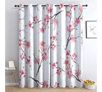 THYUNQ Cherry Blossom Curtains for Bedroom Living Room, Blackout Curtains 72 Drop - Thermal Insulated Eyelet Drapes, Patterned Window Treatments, 46x72 Inch (W X L), 2 Panels