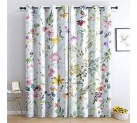 THYUNQ Floral Curtains, Blackout Curtains for Bedroom Living Room 108 Drop, Thermal Insulated Eyelet Drapes, Patterned Window Treatments, 90x108 Inch (W X L), 2 Panels