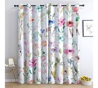 THYUNQ Floral Curtains, Blackout Curtains for Bedroom Living Room 54 Drop, Thermal Insulated Eyelet Drapes, Patterned Window Treatments, 46x54 Inch (W X L), 2 Panels