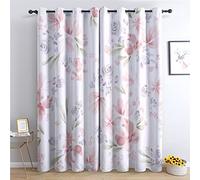 THYUNQ Floral Curtains - Blackout Curtains for Bedroom Living Room, Thermal Eyelet Curtain Drapes 54 Drop, Patterned Window Treatments, 66x54 Inch (W X L), 2 Panels