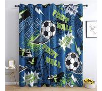 THYUNQ Football Curtains - Blackout Curtains for Bedroom Living Room, Thermal Eyelet Curtain Drapes 54 Drop, Patterned Window Treatments, 66x54 Inch (W X L), 2 Panels