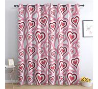 THYUNQ Pink Heart Curtains for Bedroom Living Room, Blackout Curtains 108 Drop - Thermal Insulated Eyelet Drapes, Patterned Window Treatments, 90x108 Inch (W X L), 2 Panels