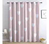 THYUNQ Pink Heart Curtains for Bedroom Living Room, Blackout Curtains 90 Drop - Thermal Insulated Eyelet Drapes, Patterned Window Treatments, 66x90 Inch (W X L), 2 Panels