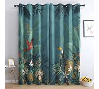 THYUNQ Tropical Curtains for Bedroom Living Room, Blackout Curtains 72 Drop - Thermal Insulated Eyelet Drapes, Patterned Window Treatments, 66x72 Inch (W X L), 2 Panels