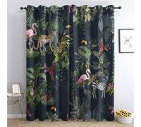 THYUNQ Tropical Jungle Animal Curtains for Bedroom Living Room, Blackout Curtains 90 Drop - Thermal Insulated Eyelet Drapes, Patterned Window Treatments, 90x90 Inch (W X L), 2 Panels