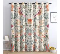 THYUNQ Vintage Bird Floral Curtains for Bedroom Living Room, Blackout Curtains 54 Drop - Thermal Insulated Eyelet Drapes, Patterned Window Treatments, 66x54 Inch (W X L), 2 Panels