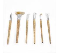 THYXGS 6 Pcs Agate Polishing Pen, Pro Jewellery Burnisher Knife, with Bamboo Handle, Flat, Angled, Round Grinding Heads, Gold Silver Platinum Surfacedri Tool, for Carving Precious Metal