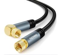 Thzzhnno 5M F-Type Coaxial Cable, 90 Degree Angled to Straight Male Cord, Compatible with TV, Radio, DVB-T2/C/S, Cable Modem, Satellite Receivers