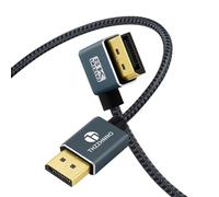 Thzzhnno 90° DisplayPort Cable 2M, Left Angled Displayport 1.4 Lead Support up to 8K/60Hz, 4K for Gaming Monitor Graphics Card