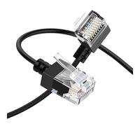 Thzzhnno Cat6A Ethernet Cable 90 Degree Right Angled 5M, Flexible Slim & Ultra Thin Cat6 Rj45 Ethernet Patch LAN Lead up to High Speed 10Gbps 550MHz for PC, Router, Printer, Modem (Black)