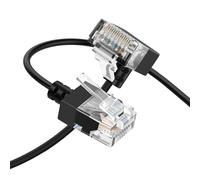 Thzzhnno Cat6A Ethernet Cable 90 Degree Up Angled 10M, Flexible Slim & Ultra Thin Cat6 Rj45 Ethernet Patch LAN Lead up to High Speed 10Gbps 550MHz for PC, Router, Printer, Modem (Black)