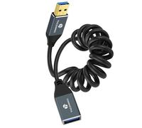 Thzzhnno Coiled USB 3.0 Extension Cable, 5Gbp Type A Male to Female Extension Coiled Lead for Keyboard, Mouse, U Disk, Printer, Scanner, Gaming Controller (Extend up 95mm to 1M)