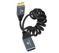 Thzzhnno Coiled USB 3.0 Female Micro B Cable, 5Gbps USB Type A Female to Micro B Coiled Lead for Hard Drive,Toshiba Canvio, Galaxy S5 Note 3, Camera (Extend up95mm to 1M)