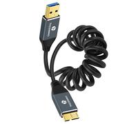 Thzzhnno Coiled USB 3.0 Micro B Cable, 5Gbps USB Type A Male to Micro B Coiled Lead for Hard Drive,Toshiba Canvio, Galaxy S5 Note 3, Camera (Extend up95mm to 1M)
