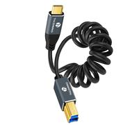 Thzzhnno Coiled USB B to USB C 3.0 Printer Cable, 5Gbps Coiled USB Type C to Type B for Docking Station External Hard Drivers Scanner (Extend up95mm to 1M)