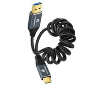 Thzzhnno Coiled USB C to A 3.0 Cable, 5Gbps Coiled USBC Male to USBA lead for MacBook Pro/Air, iPhone 16 Pro Max/Plus, Samsung Galaxy Note 8 (Extend up95mm to 1M)