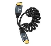 Thzzhnno Coiled USB C to Micro B 3.0 Cable, 5Gbps USB Type C to Micro B Hard Drive Coiled lead for MacBook Pro/Air, iPad/Tablet, iPhone, Samsung Galaxy S24 (Extend up95mm to 1M)