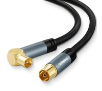 Thzzhnno TV Aerial RG6 Coaxial Cable Right Angle 7.5M, 90 Degree Angled Male to Straight Female, Coax Cord for HDTV, CATV, DVB-T2/C/S, Cable Modem, Radio, Satellite Receivers