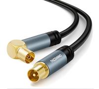 Thzzhnno TV Aerial Right Angle RG6 Coaxial Cable 7.5M, Gold Plated 90 Degree Angled Female to Straight Male Connector, Coax Cable for HDTV, CATV, DVB-T2/C/S, Cable Modem, Radio, Satellite Receivers