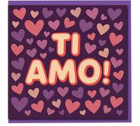Ti Amo Italian Love Card - Romantic Hearts Design - Anniversary & Valentine’s Card for Partner, Boyfriend, Girlfriend, Husband or Wife - Blank Inside
