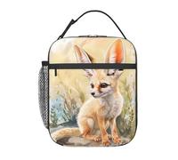 Ti Caldi Adorable Fennec Fox Lunch Box for Women Girls Kids, Insulated Cooler Cute Desert Fox Lunch Bag for School, Picnic, Office, Work, Travel, Portable Reusable Polyester Thermal Tote Lunch Bags