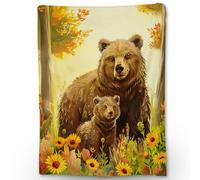 Ti Caldi Bear Family Flannel Throw Blanket, Soft Cozy Colorful Lightweight Animal Blankets for Couch, Bed, Travel, Outdoor & Home Decor, Warm Fluffy Fuzzy Blanket for Adults Kids 60×50 in