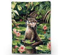Ti Caldi Cartoon Otter Blanket - Soft Lightweight Cozy Flannel Throw Blanket for Adults Kids Women, Warm Fluffy Fuzzy Blankets for Couch, Bed, Travel, Home Decor 80×60 in