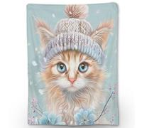 Ti Caldi Cute Cat Blanket - Soft Cozy Lightweight Flannel Throw Blanket for Couch, Bed, Travel, Outdoor & Home Decor, Warm Fuzzy Blankets for Adults Kids Women Girls 40×50 in