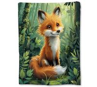 Ti Caldi Cute Fox in Forest Blanket | Soft Warm Fuzzy Lightweight Flannel Throw Blanket, Woodland Design, Perfect for Couch, Bed, Travel & Outdoor Use, Cozy Blankets for Adults Kids Women 60×50 in