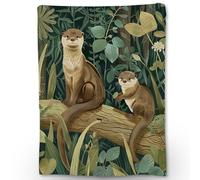 Ti Caldi Enchanted Forest Otters Blanket Soft Flannel Throw Blanket - Cozy, Lightweight & Fluffy - Perfect for Couch, Bed, Travel - Nature-Inspired Home Decor for Indoor & Outdoor Use 50"x40"