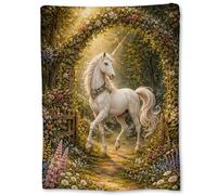 Ti Caldi Fantasy Unicorn Blanket Gifts, Floral Garden Arch Flannel Throw Blanket for Couch, Bed, Travel & Decor, Magical Fairy Tale Cozy Lightweight Warm Blankets for Girls Women Kids 60×50 in