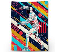 Ti Caldi Fencing Blanket | Soft Warm Fuzzy Lightweight Flannel Throw Blanket Perfect for Couch, Bed, Decor, Travel & Outdoor Use, Cozy Blankets for Adults Kids 50×40 in