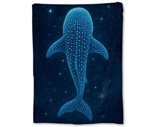 Ti Caldi Glowing Whale Shark Blanket Gifts, Blue Starry Sky Ocean Space Flannel Throw Blanket for Couch, Bed, Travel & Home Decor, Cozy Lightweight Warm Sea Animal Blankets for Women Girls 60×50 in