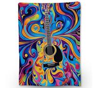 Ti Caldi Guitar Blanket, Soft Cozy Abstract Art Lightweight Flannel Throw Blankets Ideal for Couch, Bed, Travel, Outdoor & Home Decor, Warm Fluffy Fuzzy Colorful Blanket for Adults Kids 80×60 in