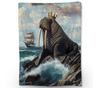 Ti Caldi Majestic Walrus Blanket, Soft Warm Lightweight Animal Flannel Throw Blanket for Couch, Bed, Travel & Outdoor, Cozy Fluffy Fuzzy Blankets for Adults Kids, Home Decor 80×60 in