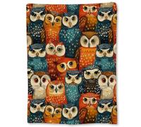 Ti Caldi Vibrant Owl Blanket | Soft Warm Fuzzy Lightweight Flannel Colorful Owl Throw Perfect for Couch, Bed, Decor, Travel & Outdoor Use, Cozy Blankets for Adults Kids Women Boys Girls 80×60 in