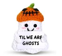TI-EDC Boo Basket Stuffers for Him Her, Halloween Ghost Handmade Positive Crochet Doll, Funny National Boyfriend Ghost Decor for Boyfriend Girlfriend, Romantic Crochet for Wife Husband, Spooky Gifts