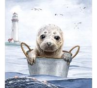 TI-FLAI Maritime Paper Napkins with Seal Design, 33 x 33 cm, Pack of 20, Lighthouse Design for Theme Parties