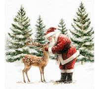ti-Flair 20 Napkins Santa Greets Deer as Table Decoration Paper Napkins with Motif Also for Decoupage and Decoupage 33 x 33 cm