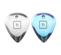 Ti-Geek Premium Titanium Guitar Pick 2.8mm Thickness, Neptunnus Blue & Metallic Silver for Metallica, Bass, Electric Guitar No-Slip Grip, Wrist Band, Lifetime Durability - Perfect for Guitar lover